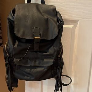 Elegant Black Leather Backpack